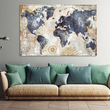 Vintage World Map Canvas Wall Art Print - InspiredGrabs.com